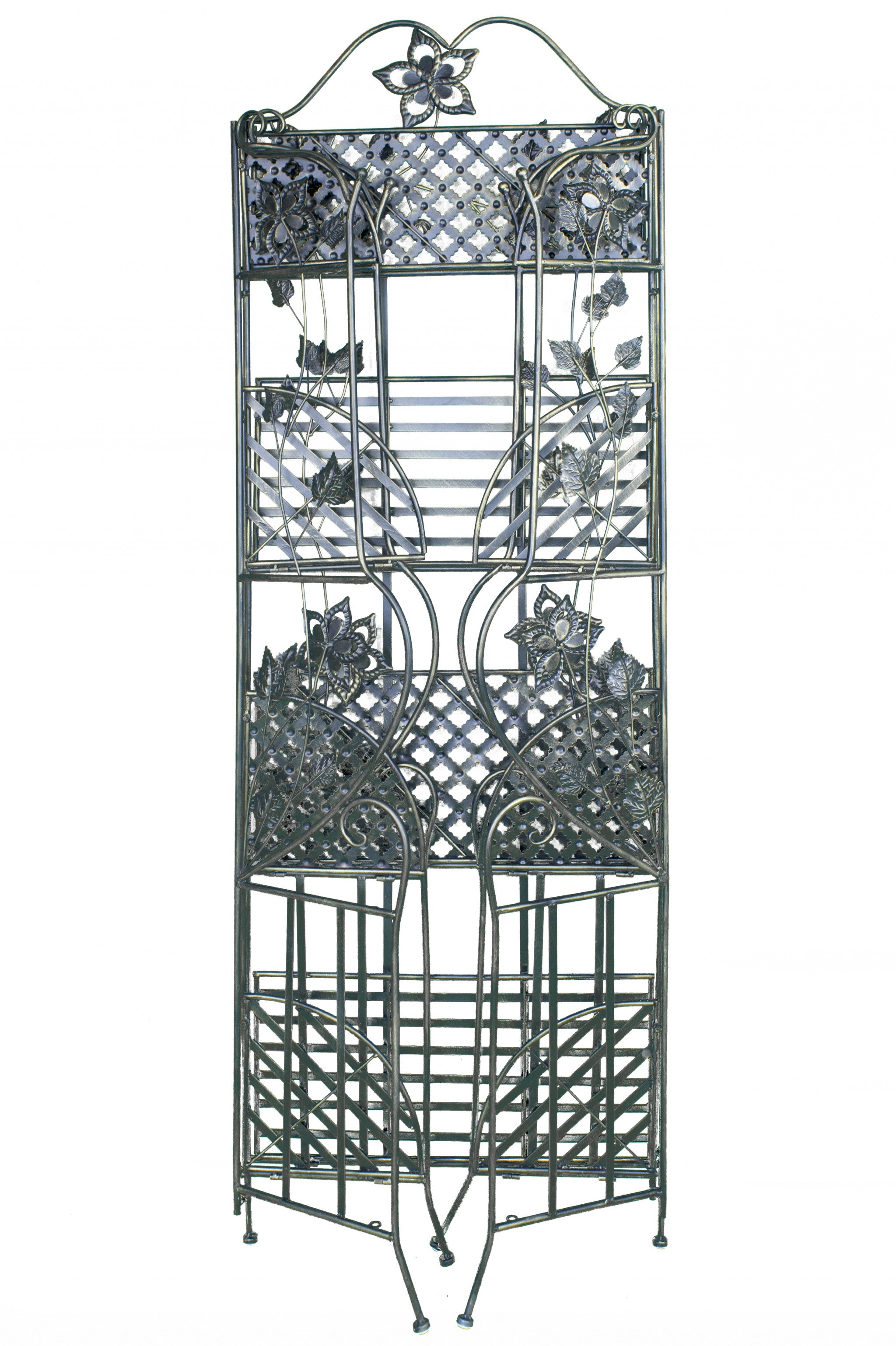25" X 5" X 68" Blackened Brass Steel Blackened Brass Bakers Rack with  Shelves