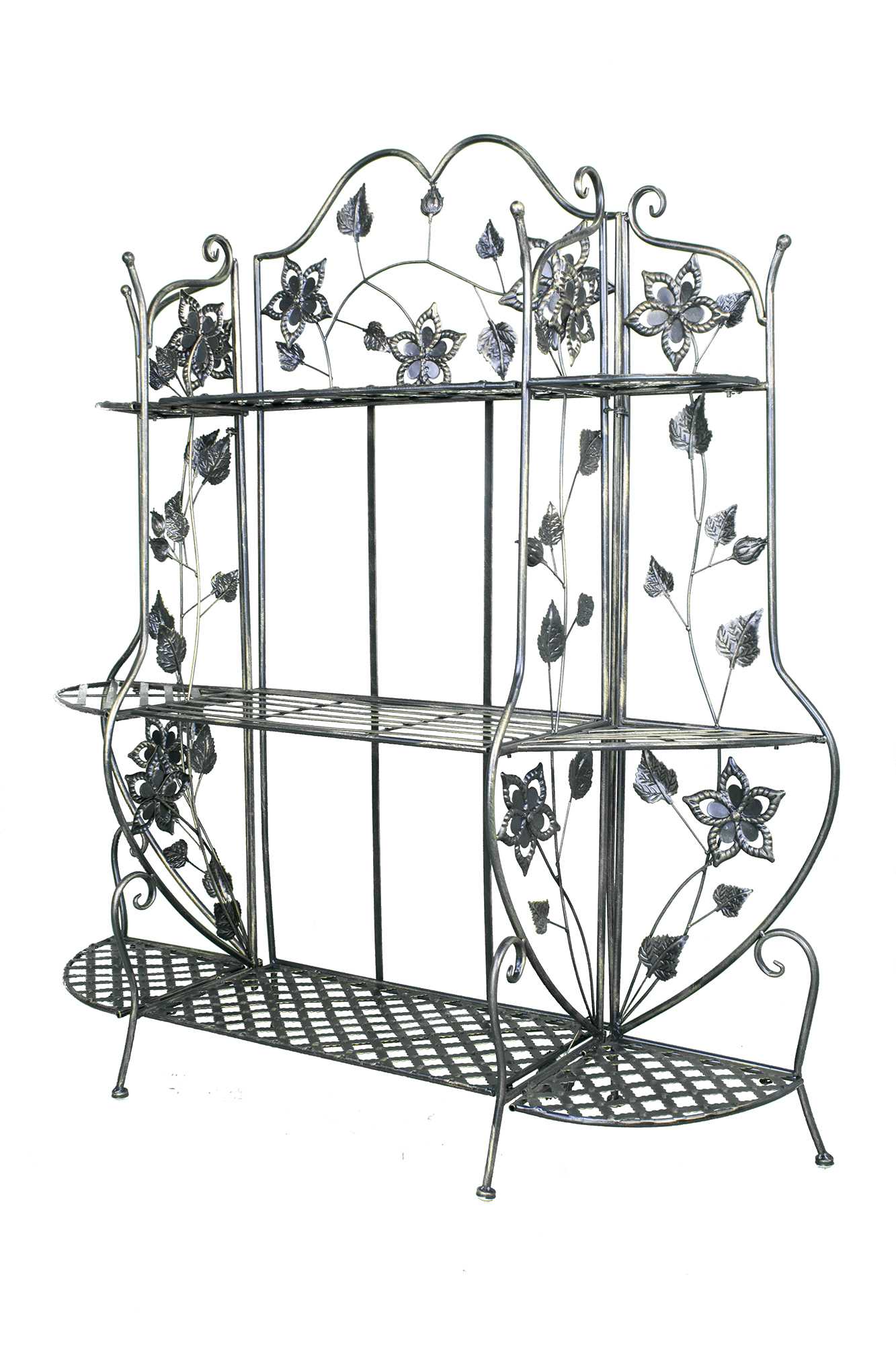 25" X 5" X 50" Blackened Brass Steel Bakers Rack with  Shelves