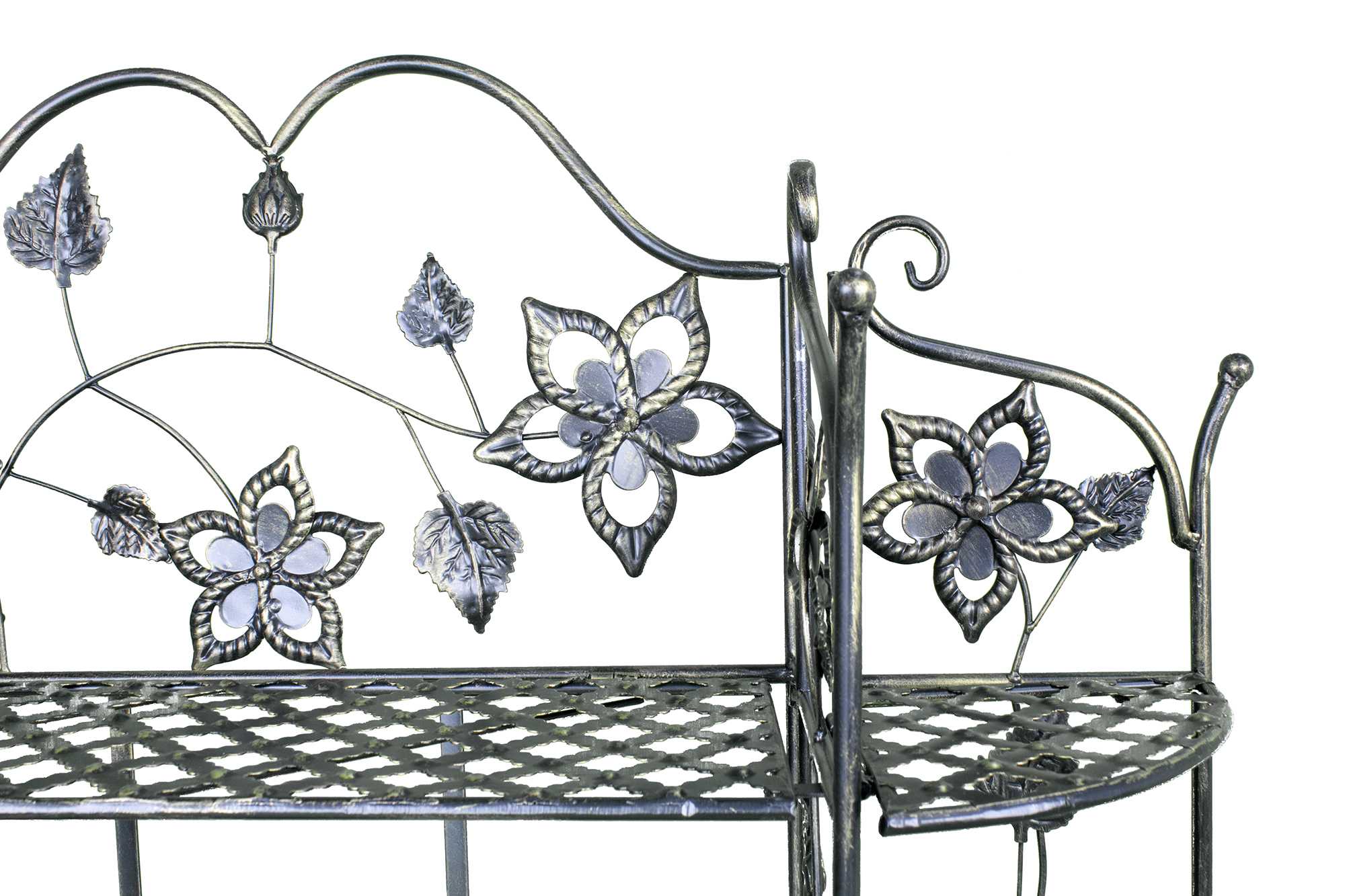 25" X 5" X 50" Blackened Brass Steel Bakers Rack with  Shelves