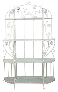 25" X 5" X 68" Antique White Steel Antique White Bakers Rack with  Shelves