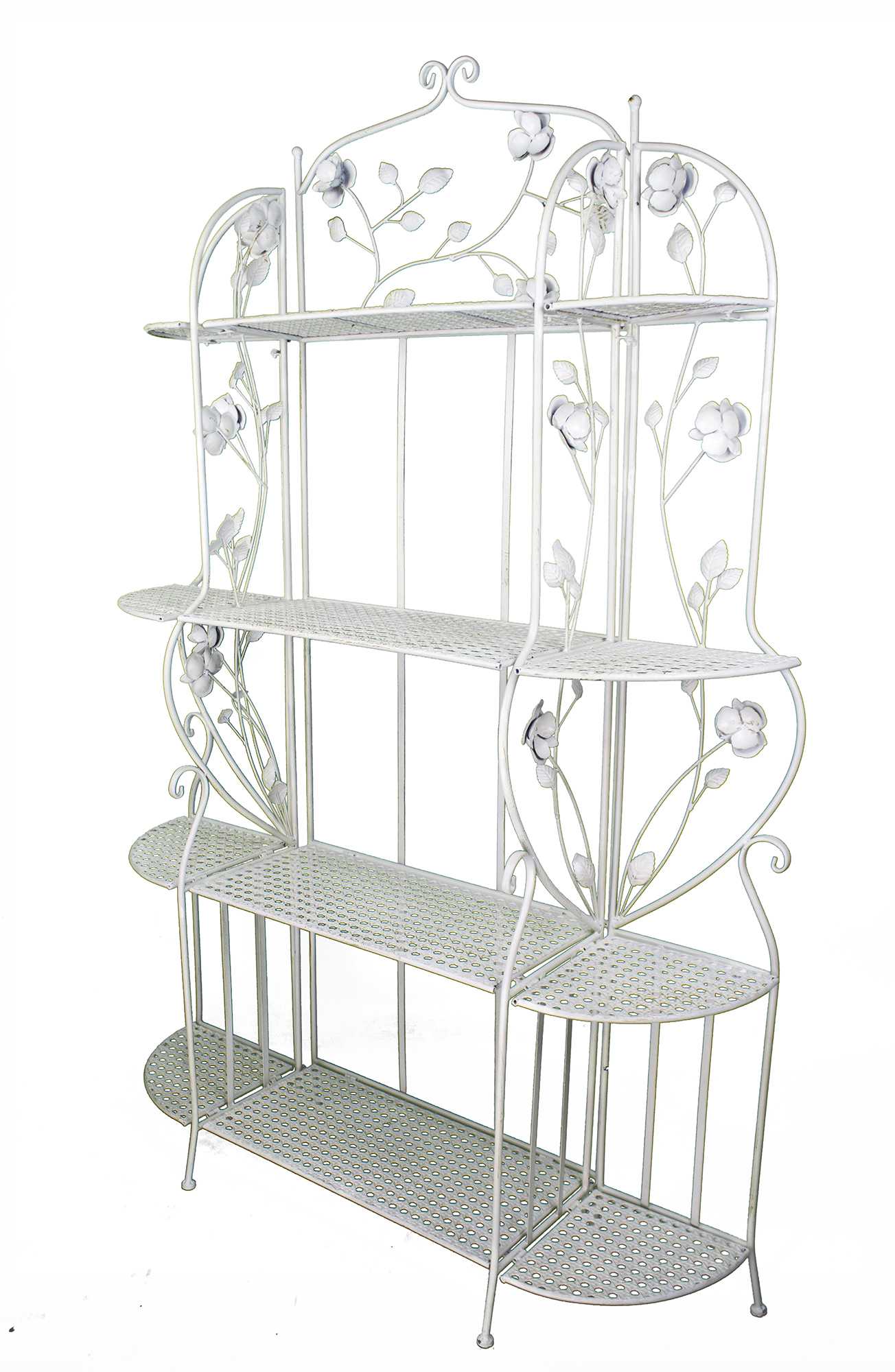 25" X 5" X 68" Antique White Steel Antique White Bakers Rack with  Shelves