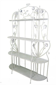 25" X 5" X 68" Antique White Steel Antique White Bakers Rack with  Shelves