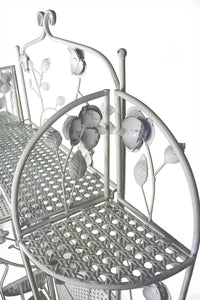 25" X 5" X 68" Antique White Steel Antique White Bakers Rack with  Shelves