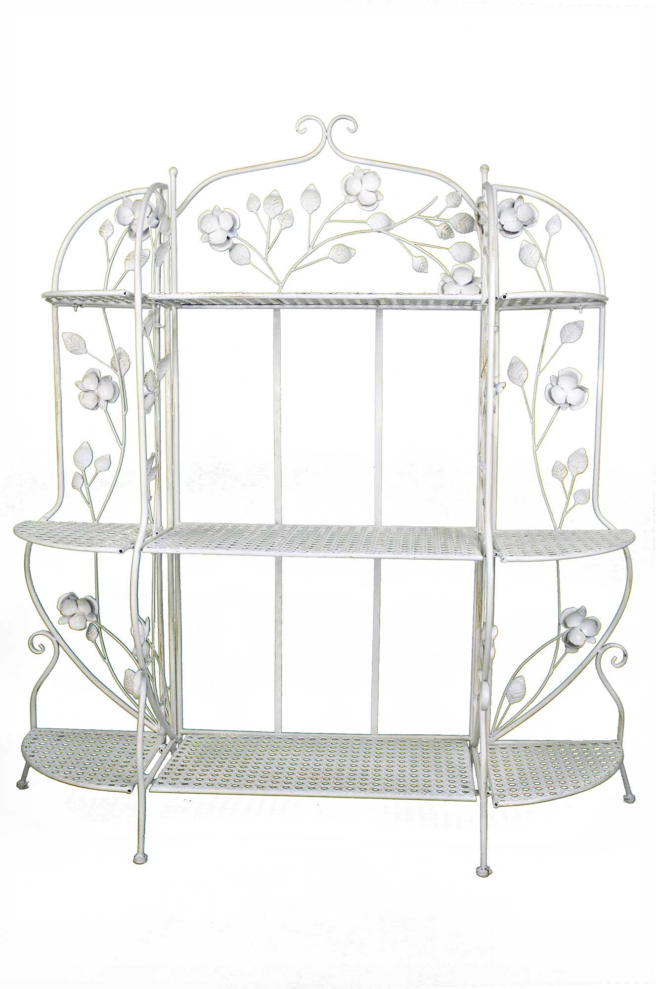 25" X 5" X 50" Antique White Steel Bakers Rack with  Shelves