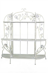 25" X 5" X 50" Antique White Steel Bakers Rack with  Shelves