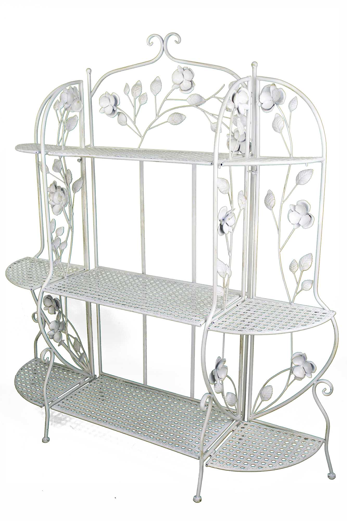25" X 5" X 50" Antique White Steel Bakers Rack with  Shelves