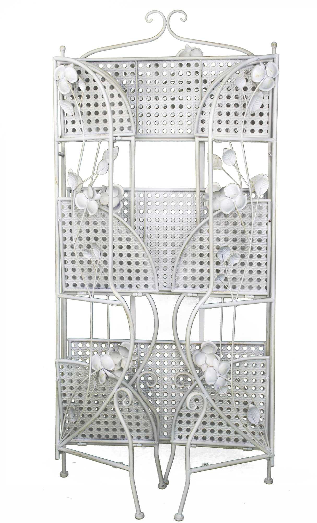 25" X 5" X 50" Antique White Steel Bakers Rack with  Shelves