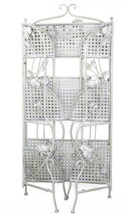 25" X 5" X 50" Antique White Steel Bakers Rack with  Shelves