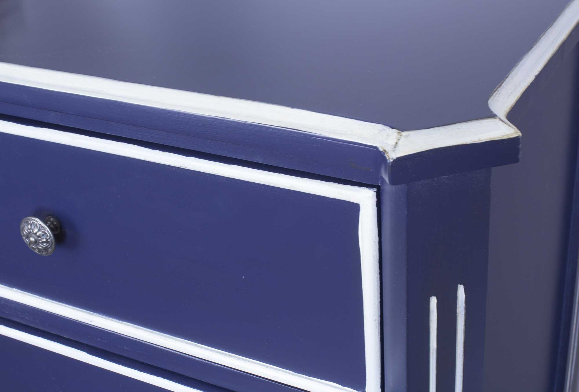 28" X 19.5" X 28" Navy MDF Wood Navy Accent Cabinet with Drawers