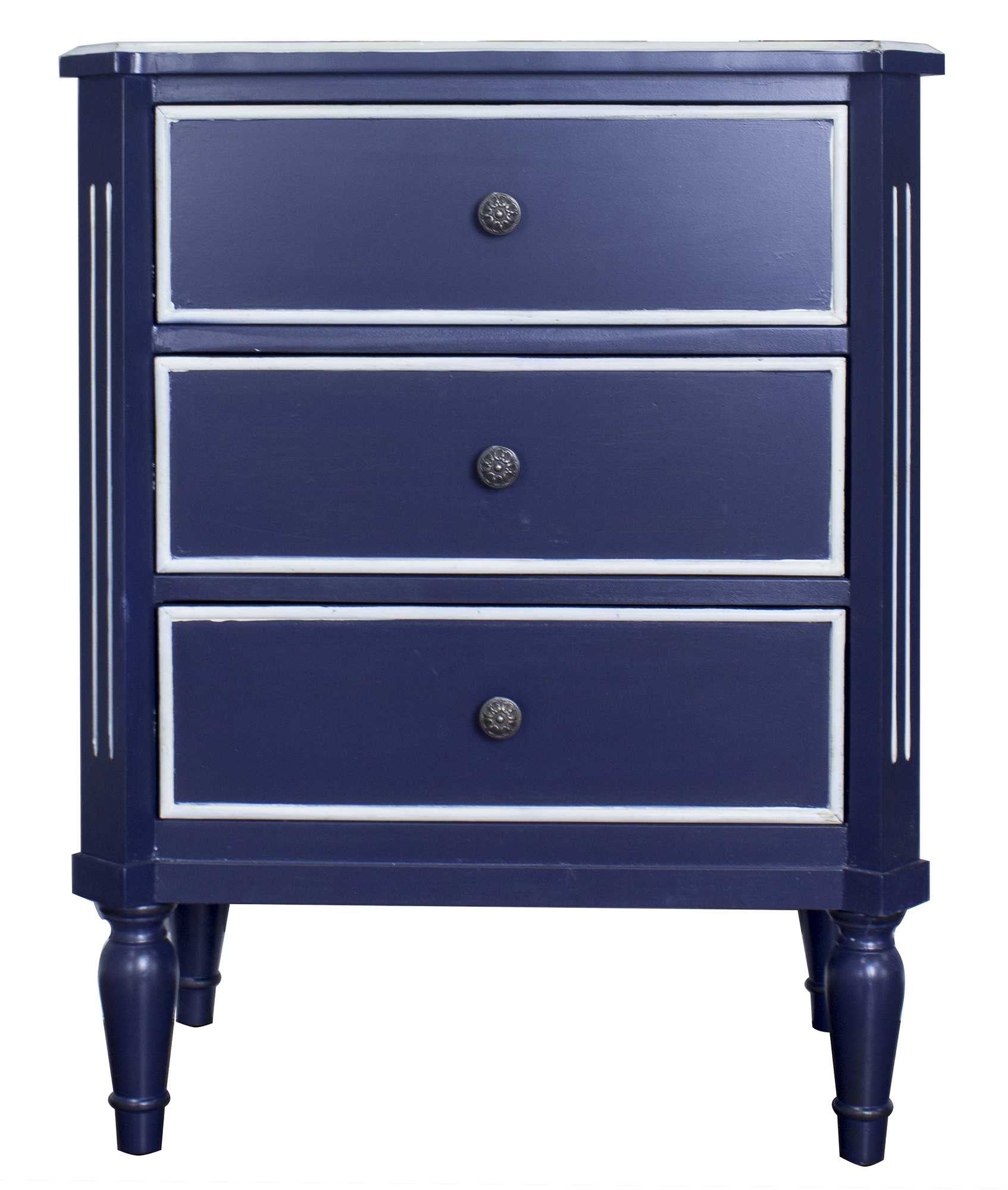 28" X 19.5" X 28" Navy MDF Wood Navy Accent Cabinet with Drawers