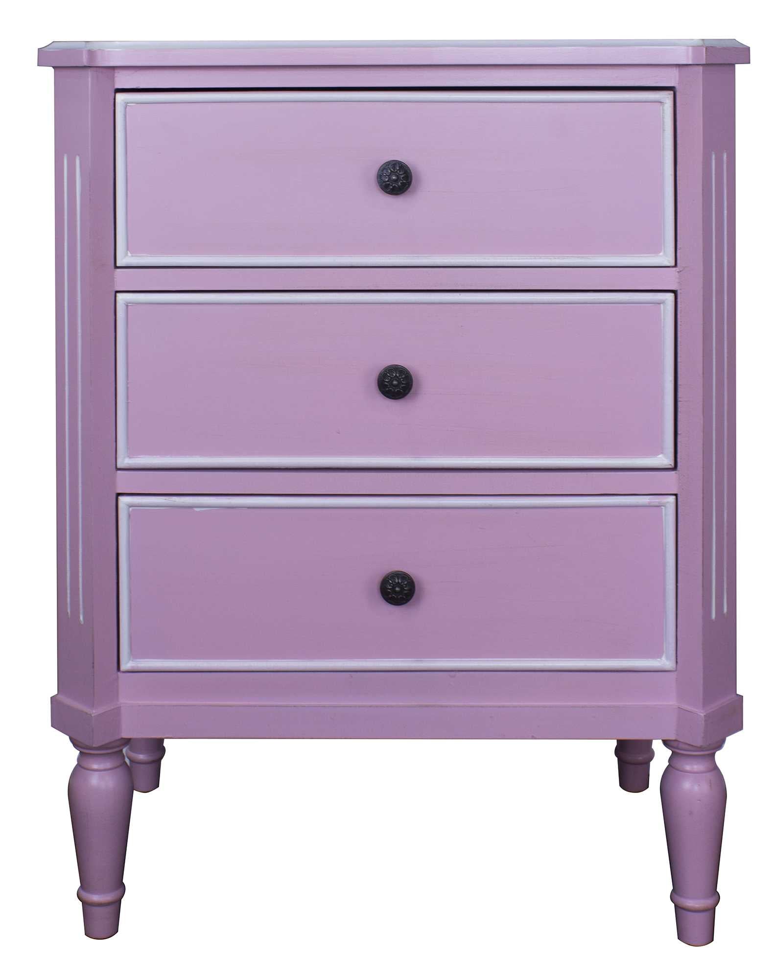 28" X 19.5" X 28" Pink MDF Wood Accent Cabinet with Drawers