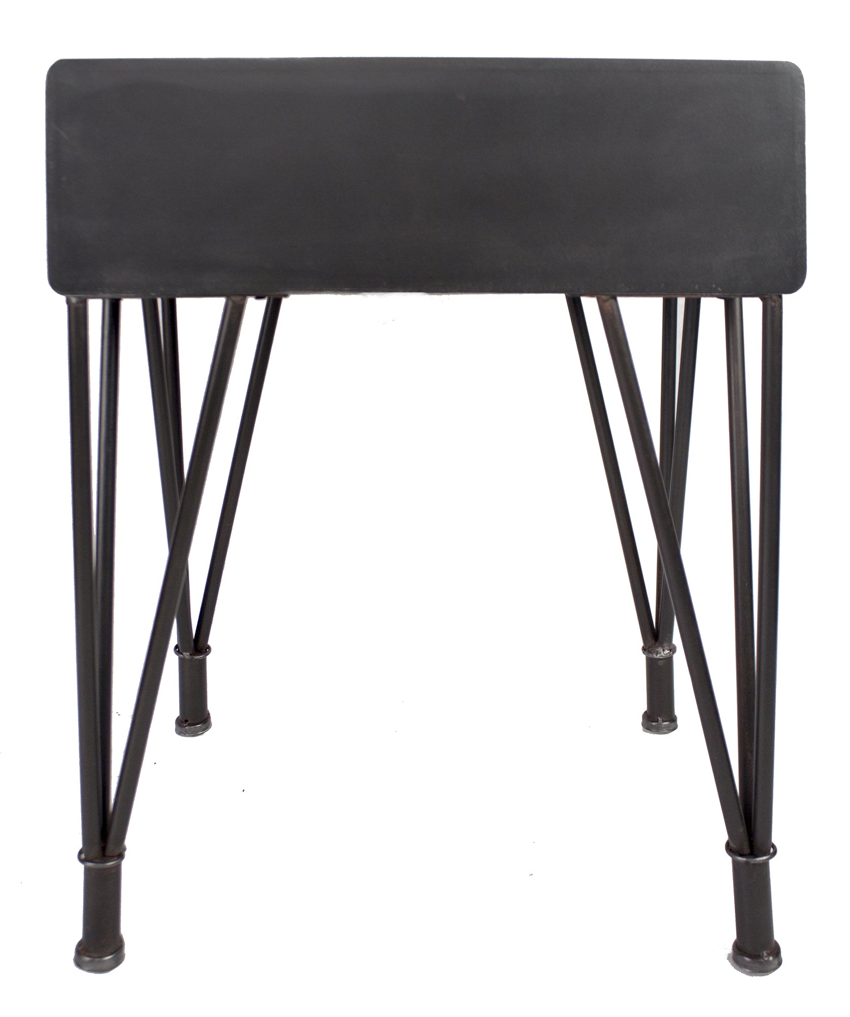 22" X 9" X 24" Charcoal And Natural Wood Iron  Wood  MDF End Table with a Drawer