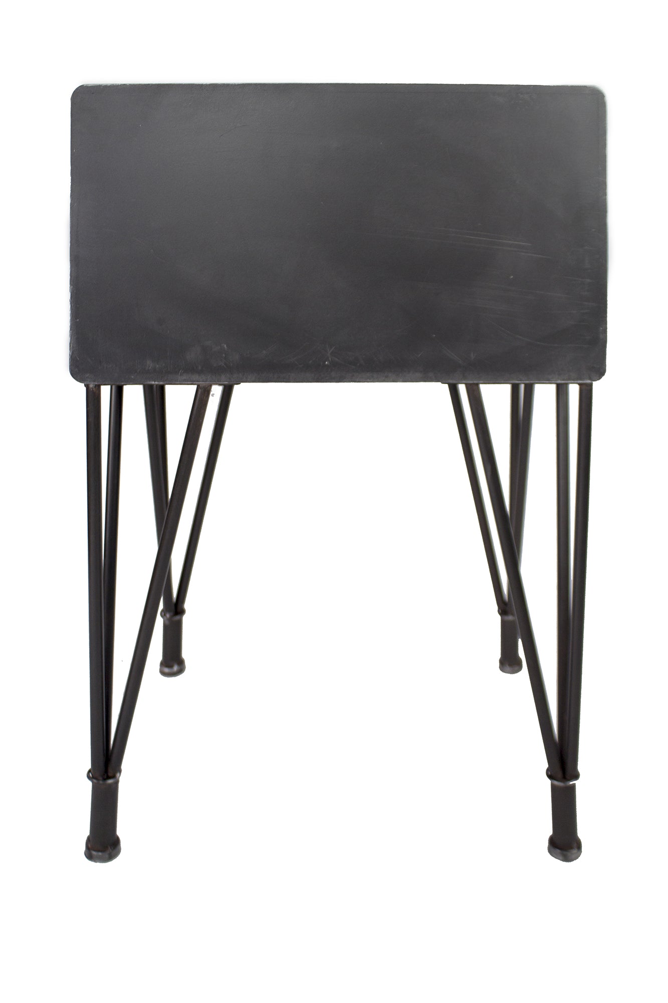 22" X 14" X 24" Charcoal And Natural Wood Iron  Wood  MDF End Table with a Drawer