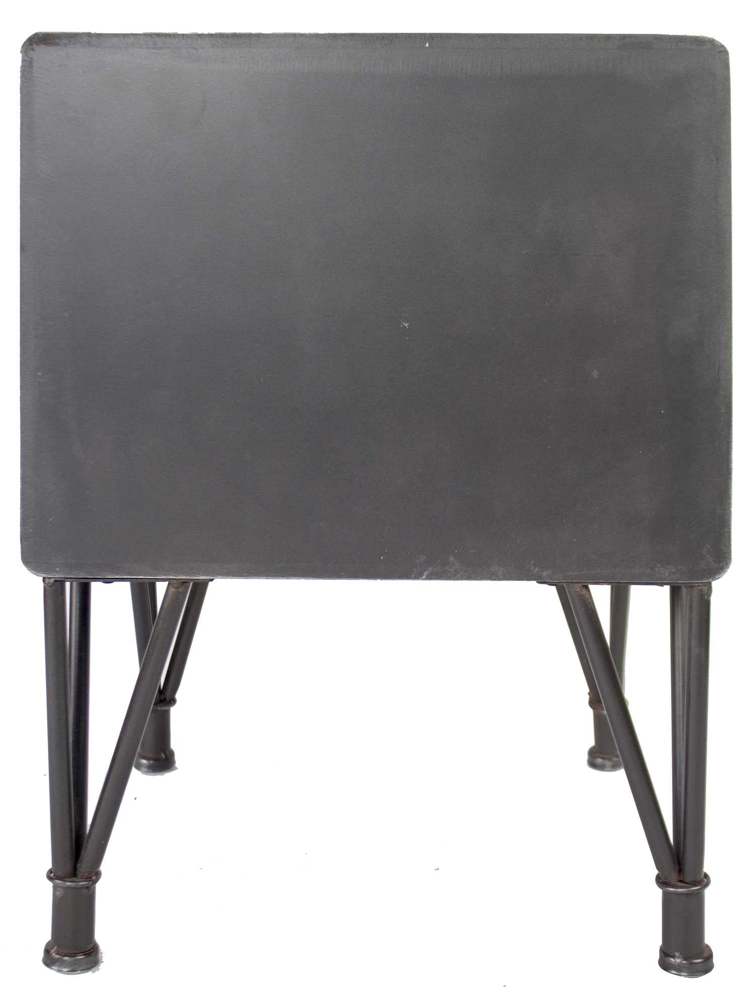 18" X 18" X 15" Charcoal And Natural Wood Iron  Wood  MDF End Table with  Drawers