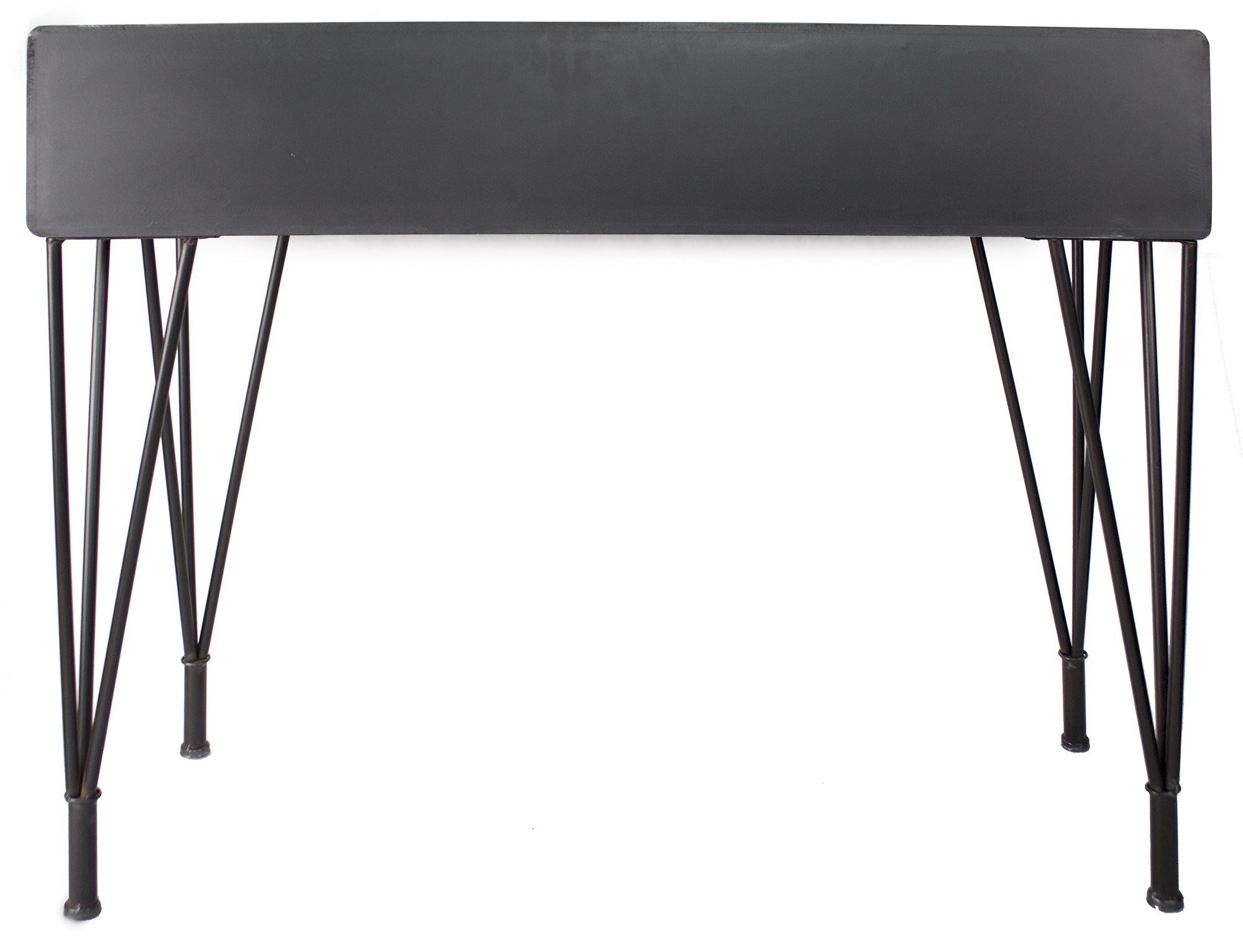 44" X 11" X 26" Charcoal And Natural Wood Iron  Wood  MDF Console Table with  Drawers