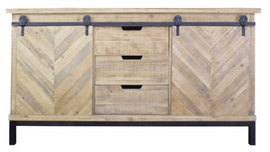 58" X 18" X 33" Natural Wood Iron  Wood  MDF Buffet Cabinet with  Doors and  Drawers