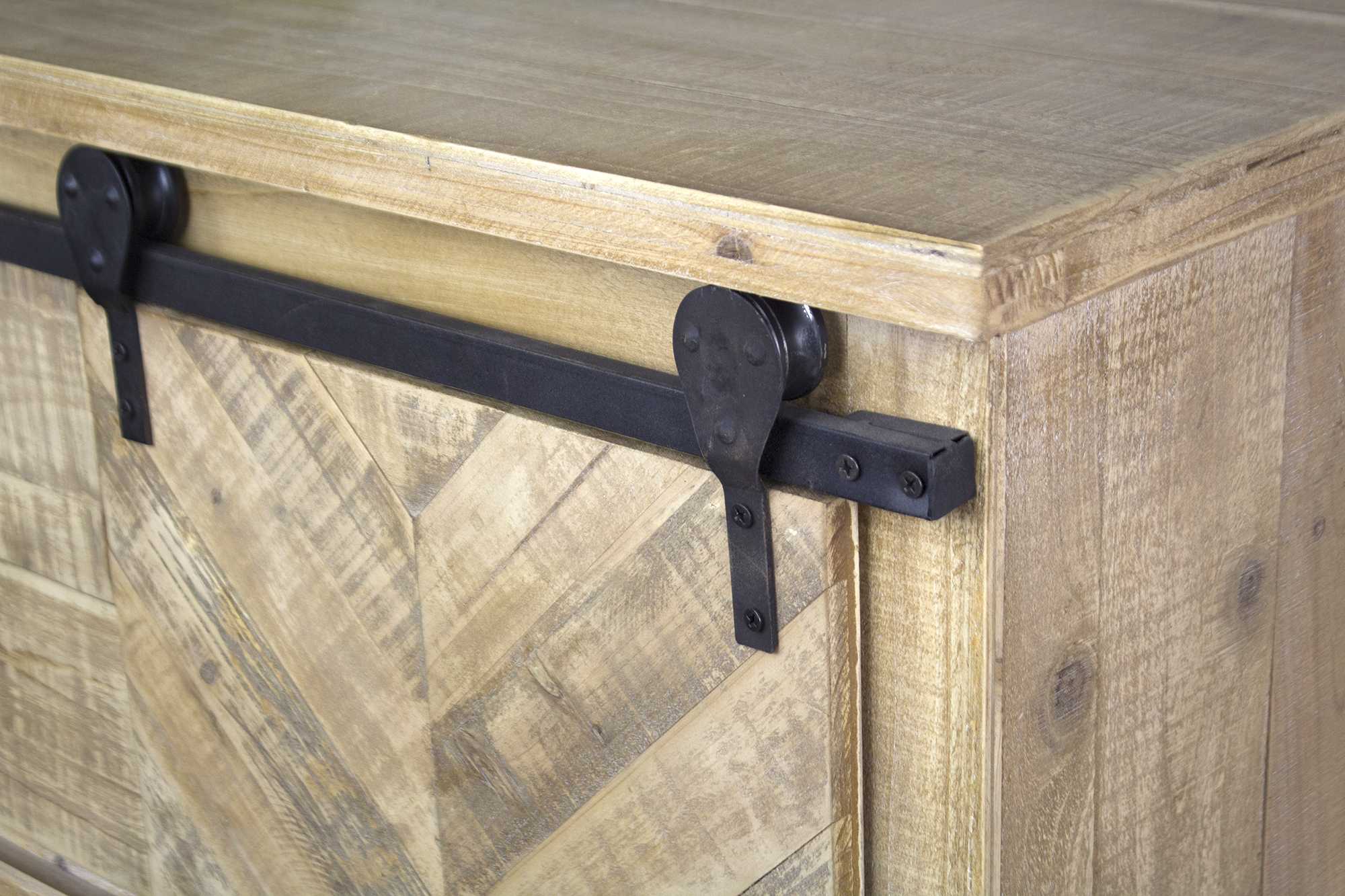 Natural Wood TV Stand with  Doors and  Drawers