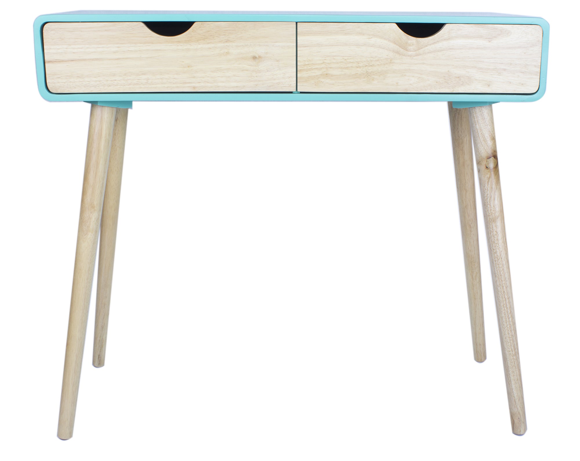 38.5" X 9" X 17" Aqua MDF Wood Console Table with Drawers