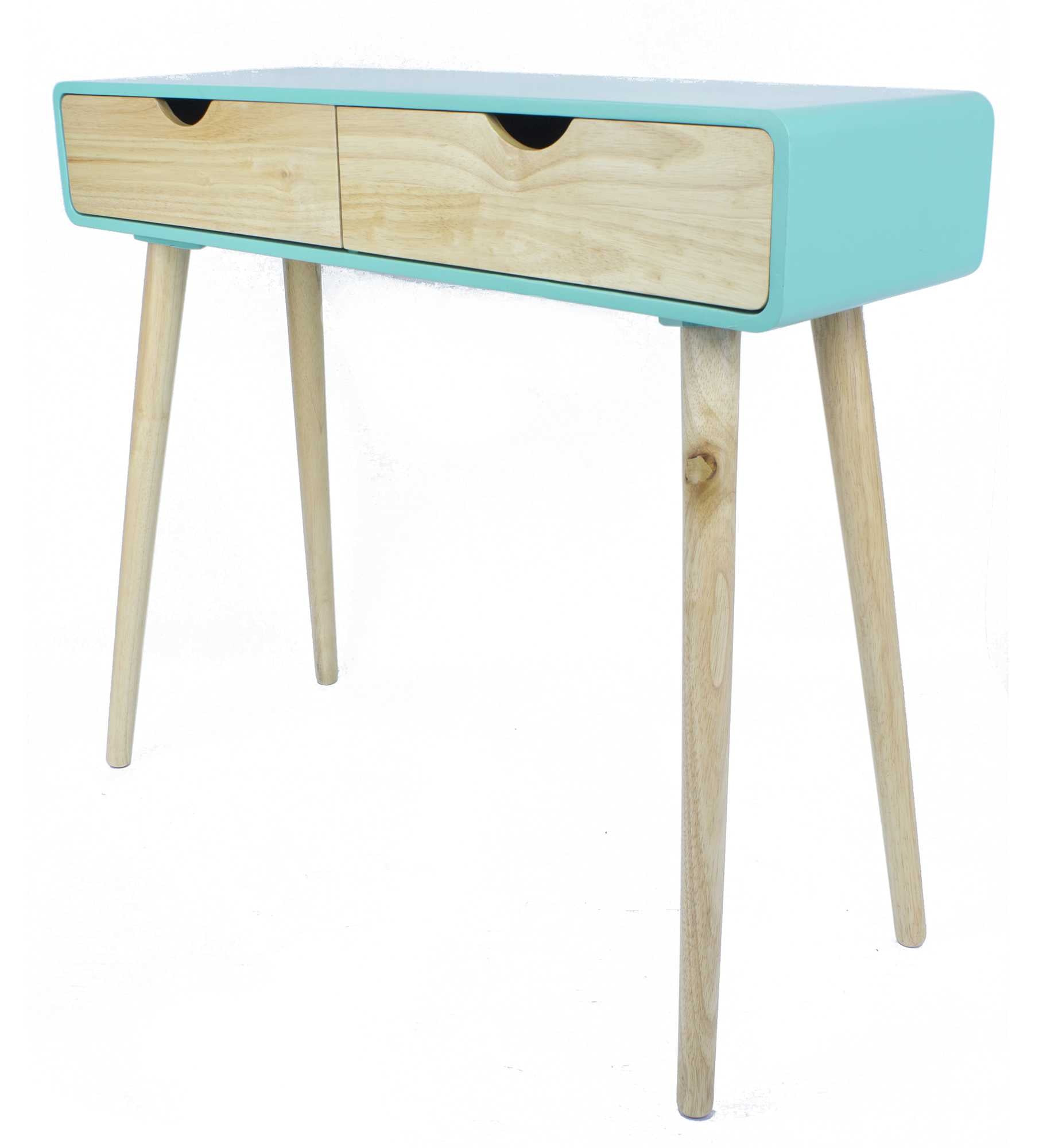 38.5" X 9" X 17" Aqua MDF Wood Console Table with Drawers