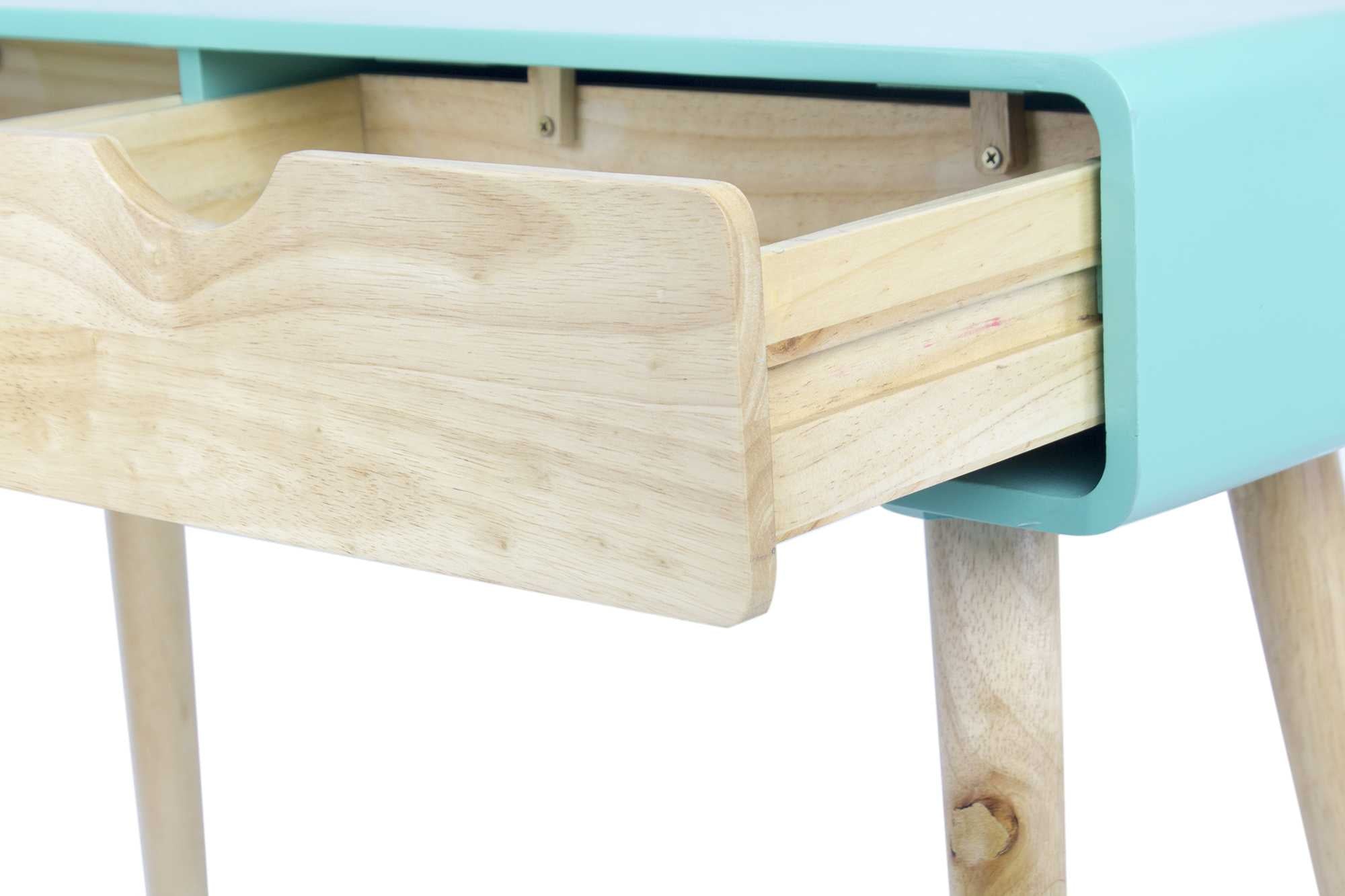 38.5" X 9" X 17" Aqua MDF Wood Console Table with Drawers