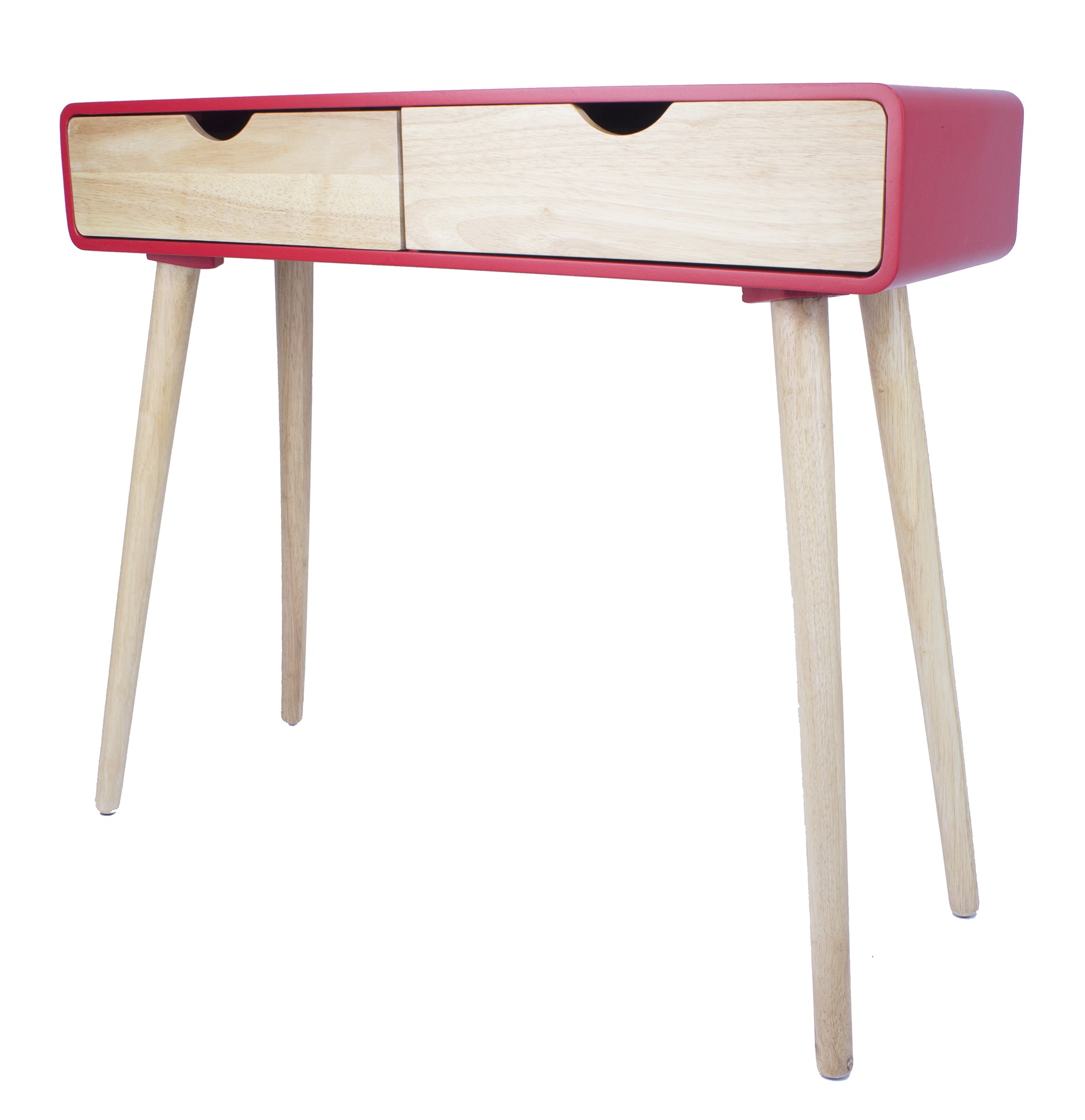 38.5" X 9" X 17" Red MDF Wood Console Table with Drawers