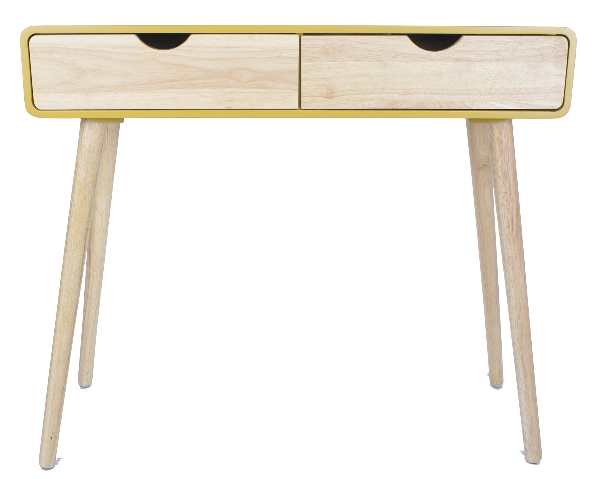 38.5" X 9" X 17" Yellow MDF Wood Console Table with Drawers
