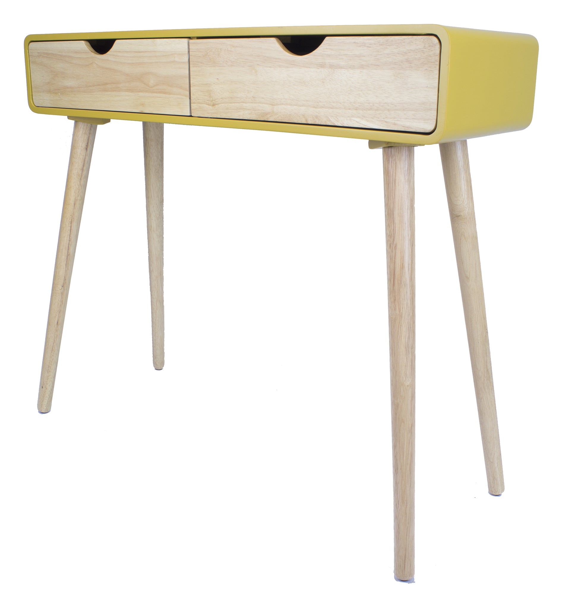 38.5" X 9" X 17" Yellow MDF Wood Console Table with Drawers