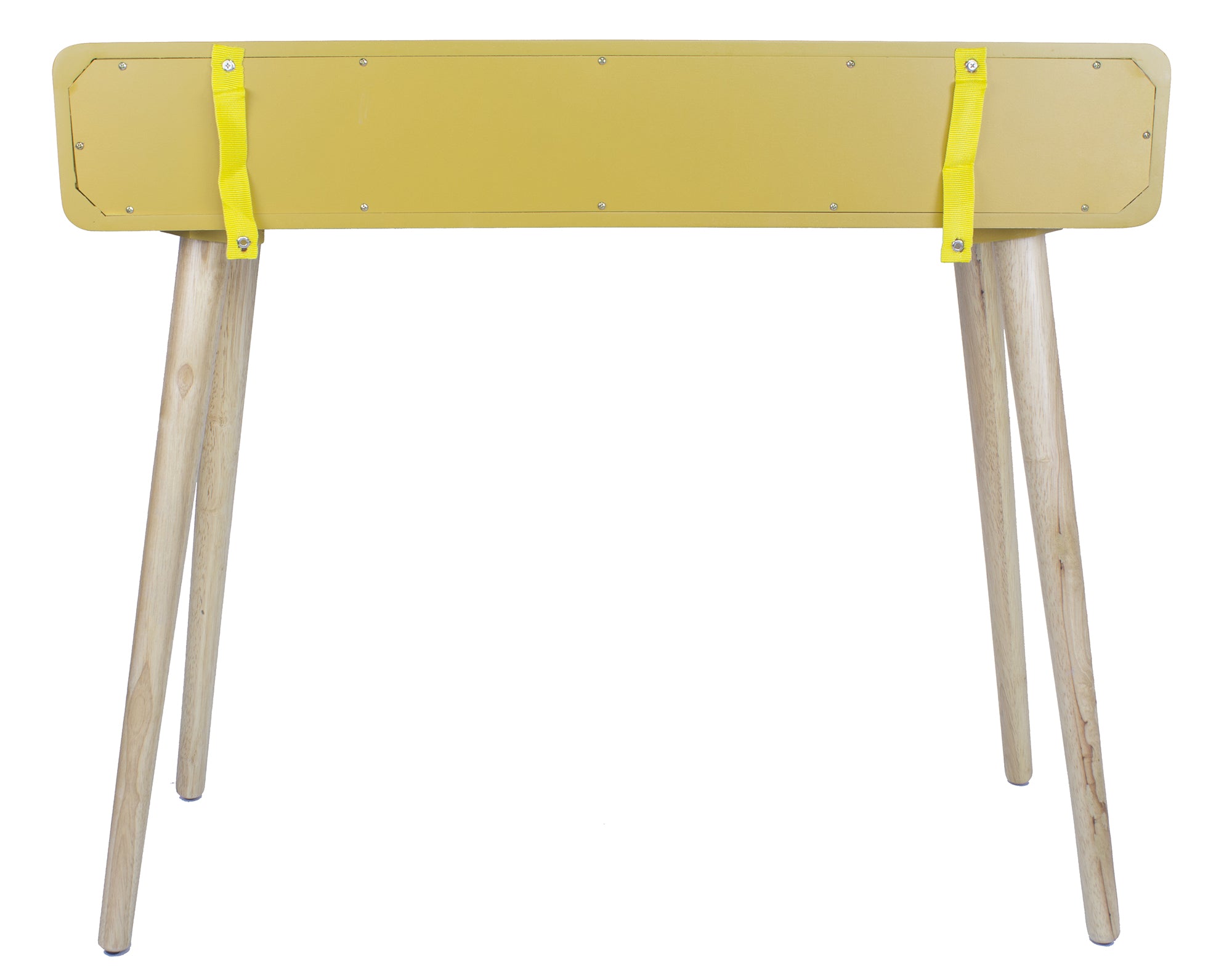 38.5" X 9" X 17" Yellow MDF Wood Console Table with Drawers