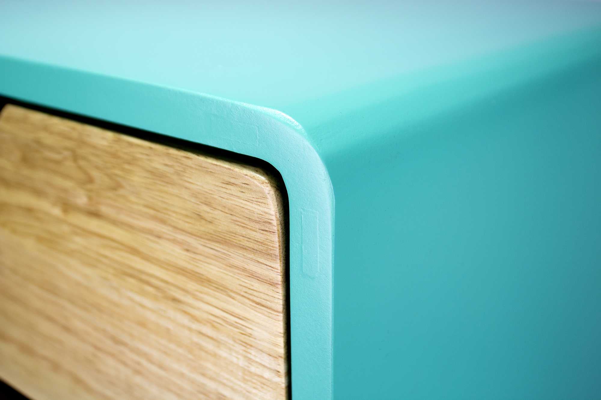 16" X 12" X 26" Aqua MDF  Wood End Table with  Drawers