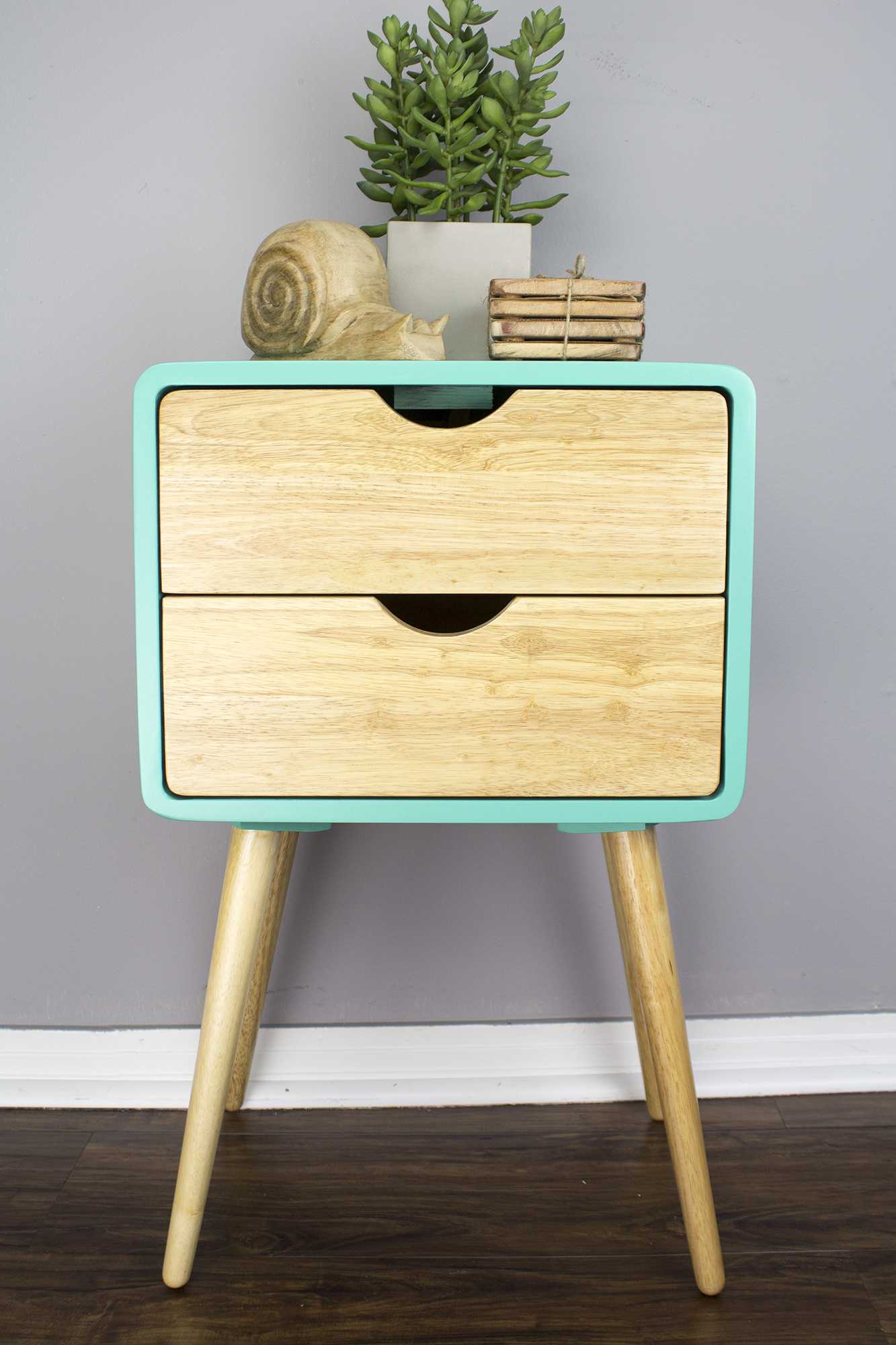 16" X 12" X 26" Aqua MDF  Wood End Table with  Drawers