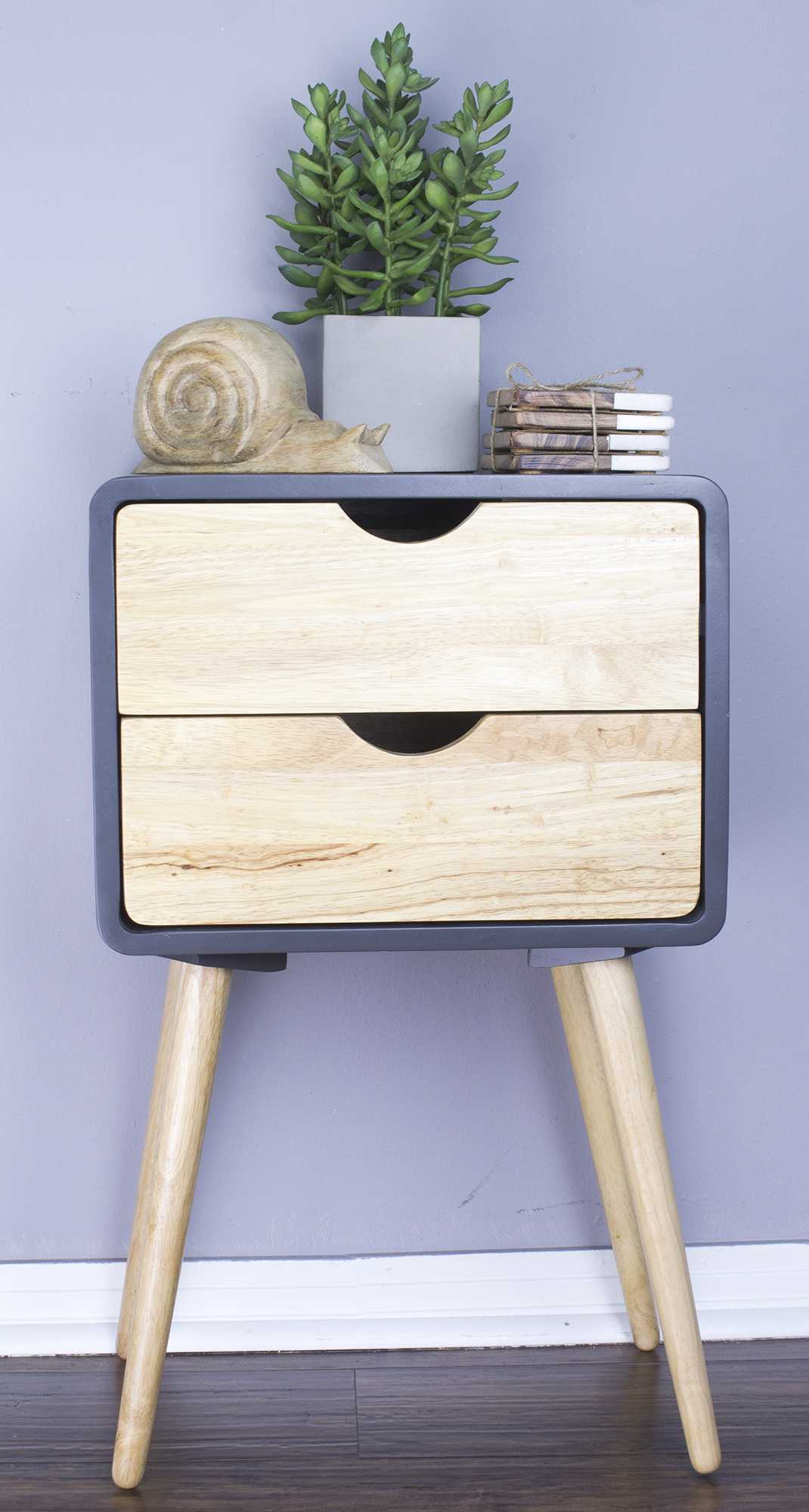 16" X 12" X 26" Graphite MDF  Wood End Table with  Drawers