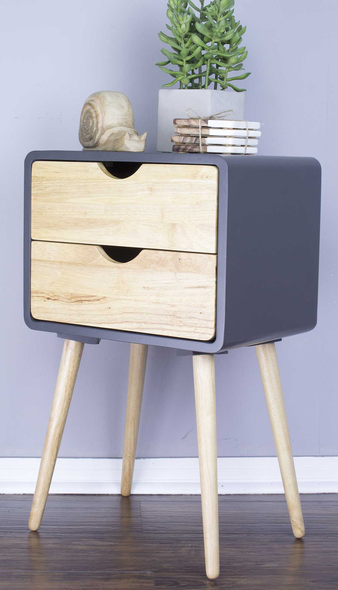 16" X 12" X 26" Graphite MDF  Wood End Table with  Drawers