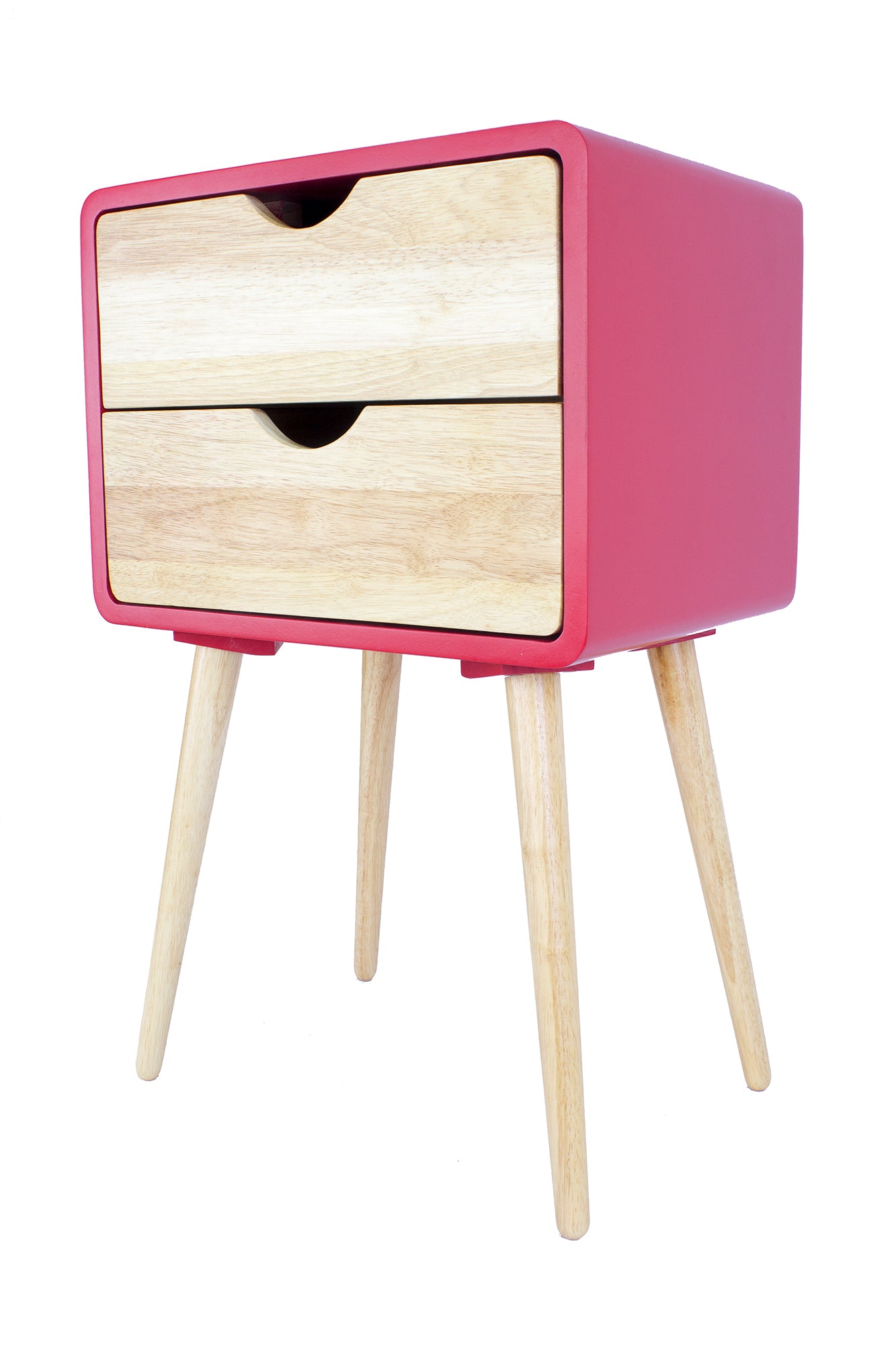 16" X 12" X 26" Red MDF  Wood End Table with  Drawers