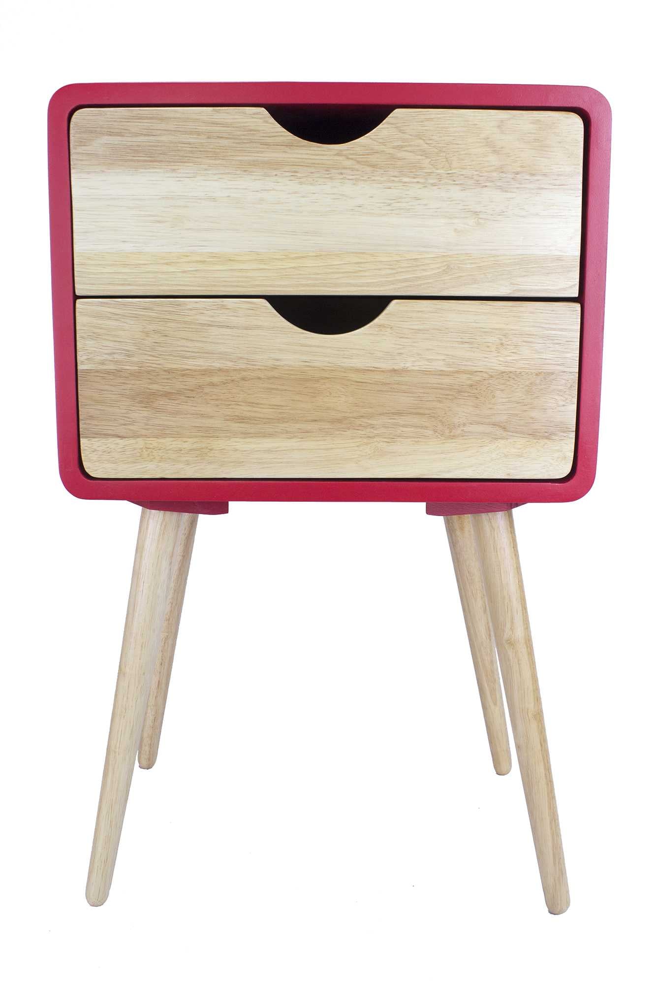 16" X 12" X 26" Red MDF  Wood End Table with  Drawers