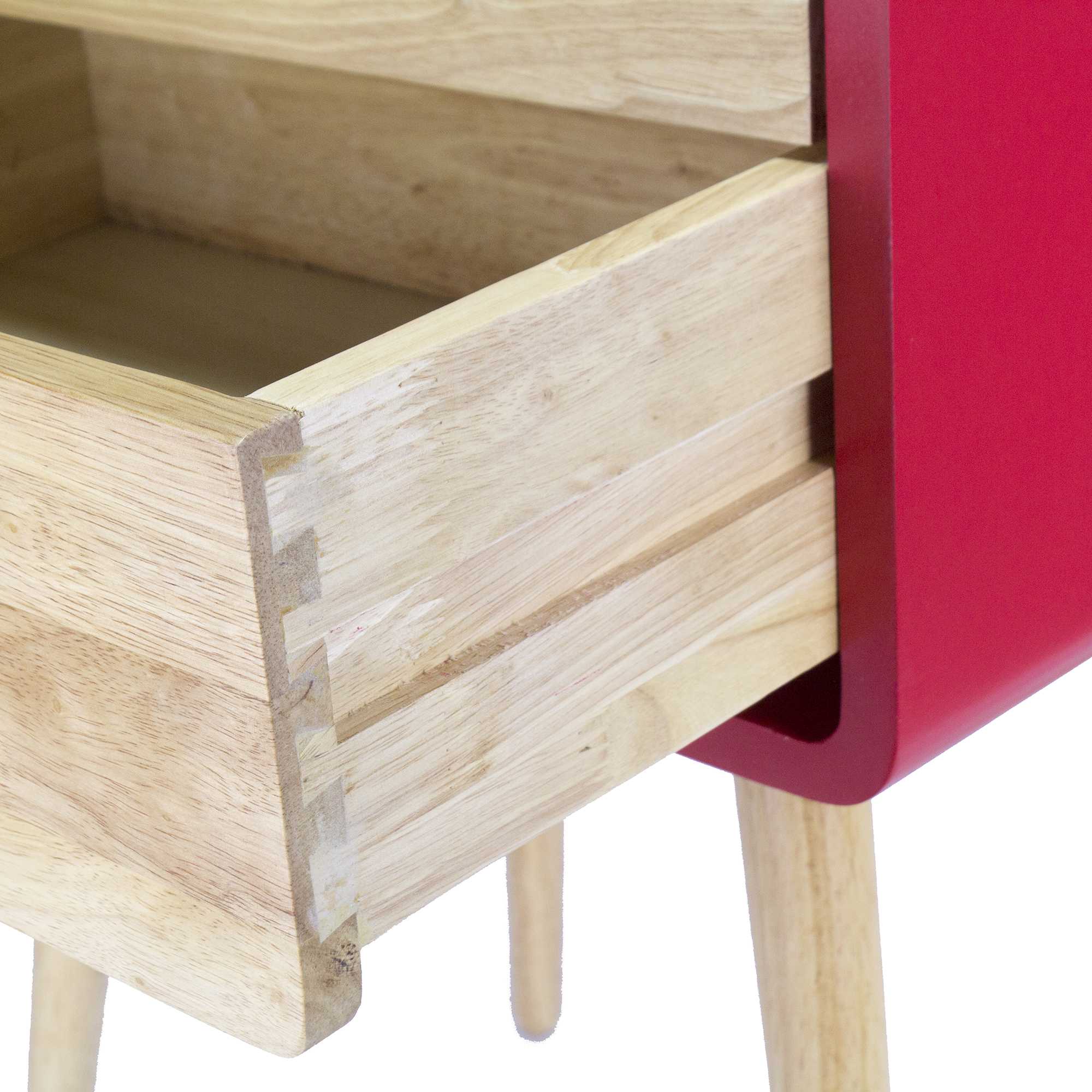 16" X 12" X 26" Red MDF  Wood End Table with  Drawers