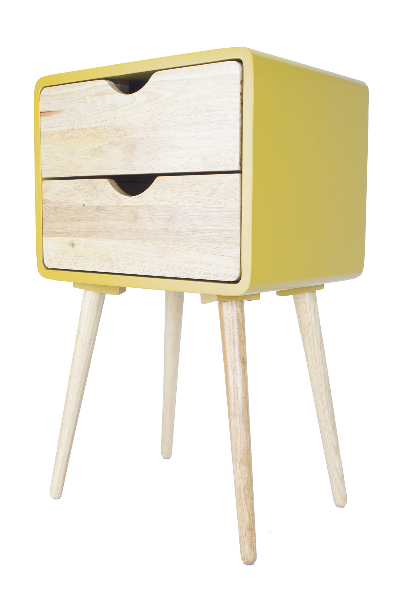 16" X 12" X 26" Yellow MDF  Wood End Table with  Drawers