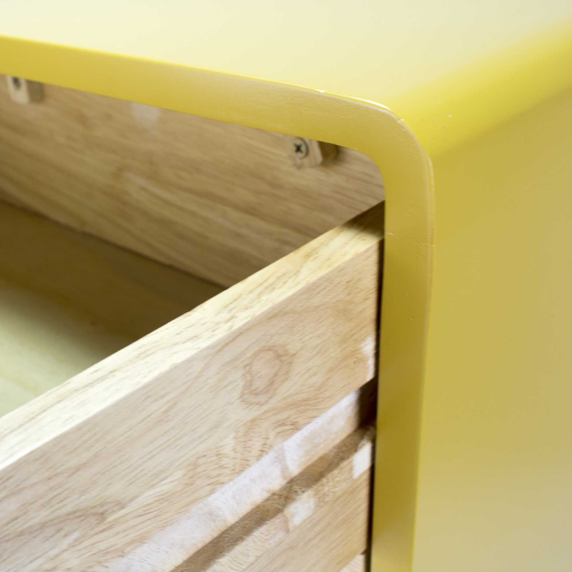 16" X 12" X 26" Yellow MDF  Wood End Table with  Drawers