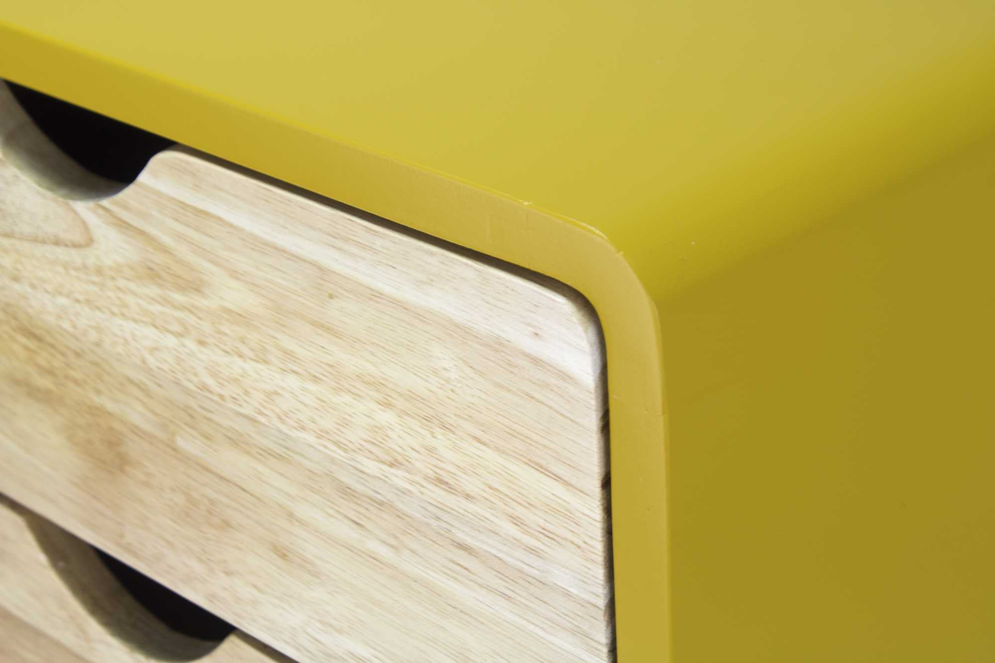 16" X 12" X 26" Yellow MDF  Wood End Table with  Drawers