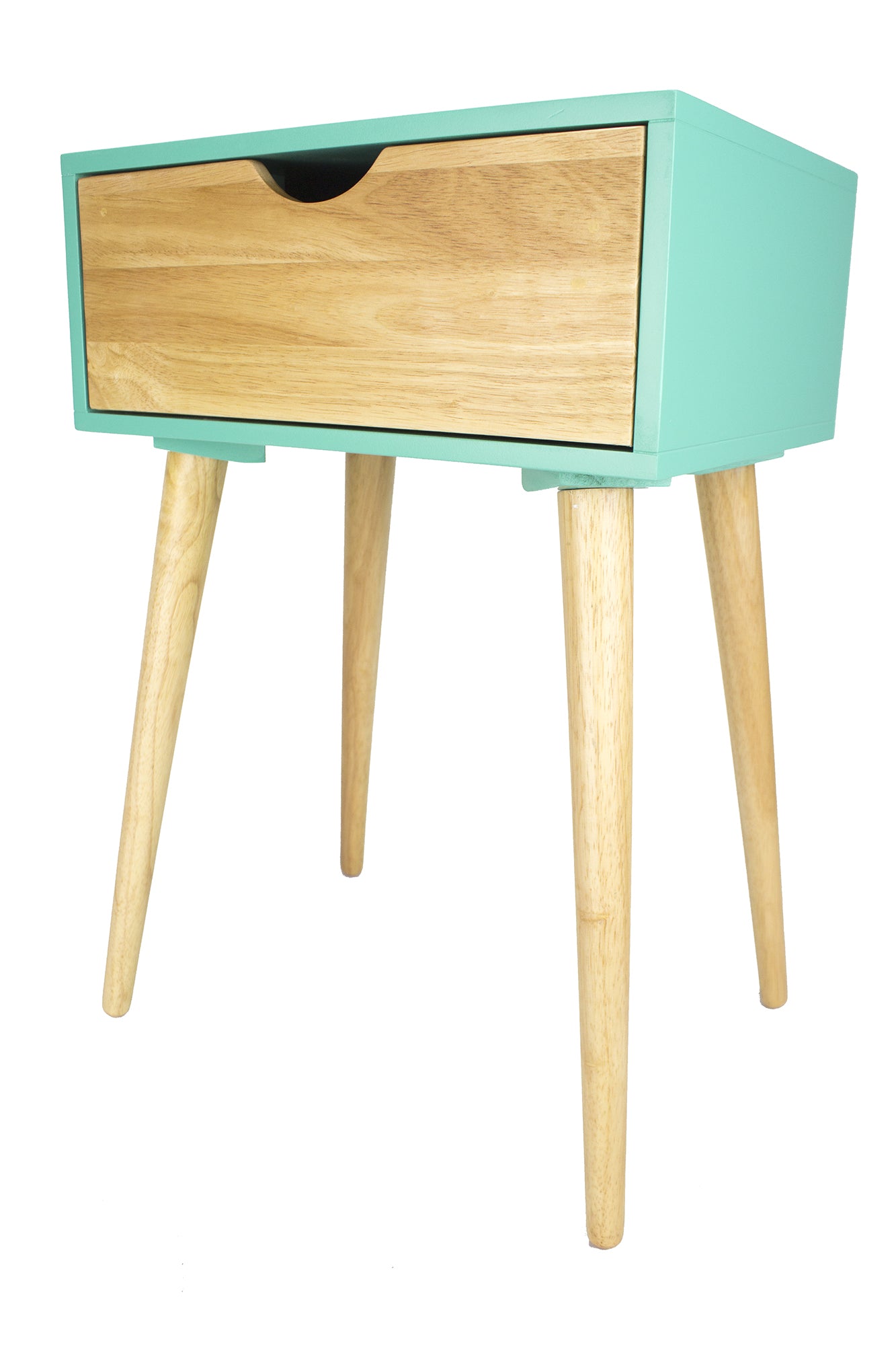 16" X 12" X 24" Aqua MDF  Wood End Table with  Drawer