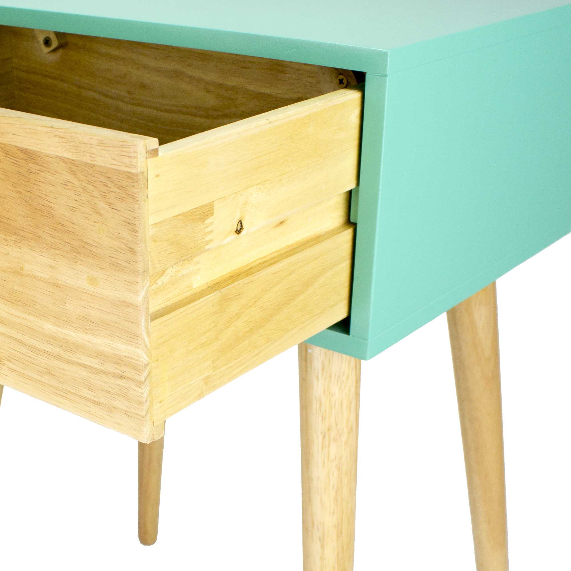 16" X 12" X 24" Aqua MDF  Wood End Table with  Drawer