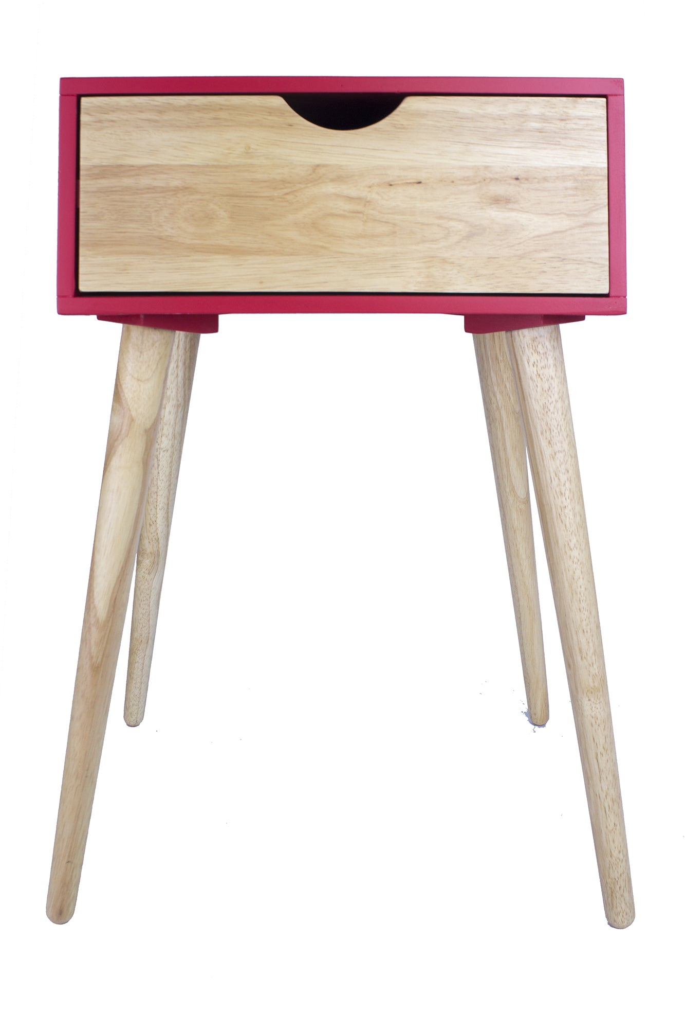 16" X 12" X 24" Red MDF  Wood End Table with  Drawer