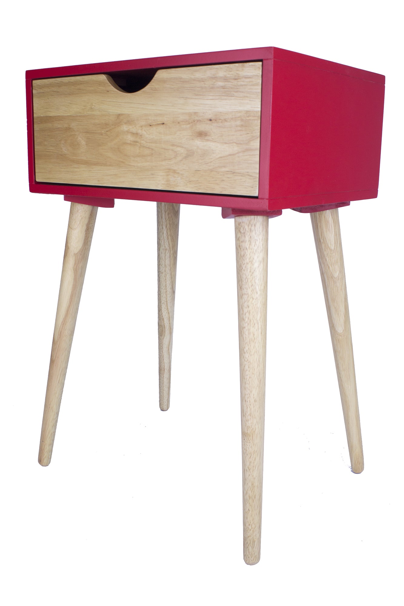 16" X 12" X 24" Red MDF  Wood End Table with  Drawer