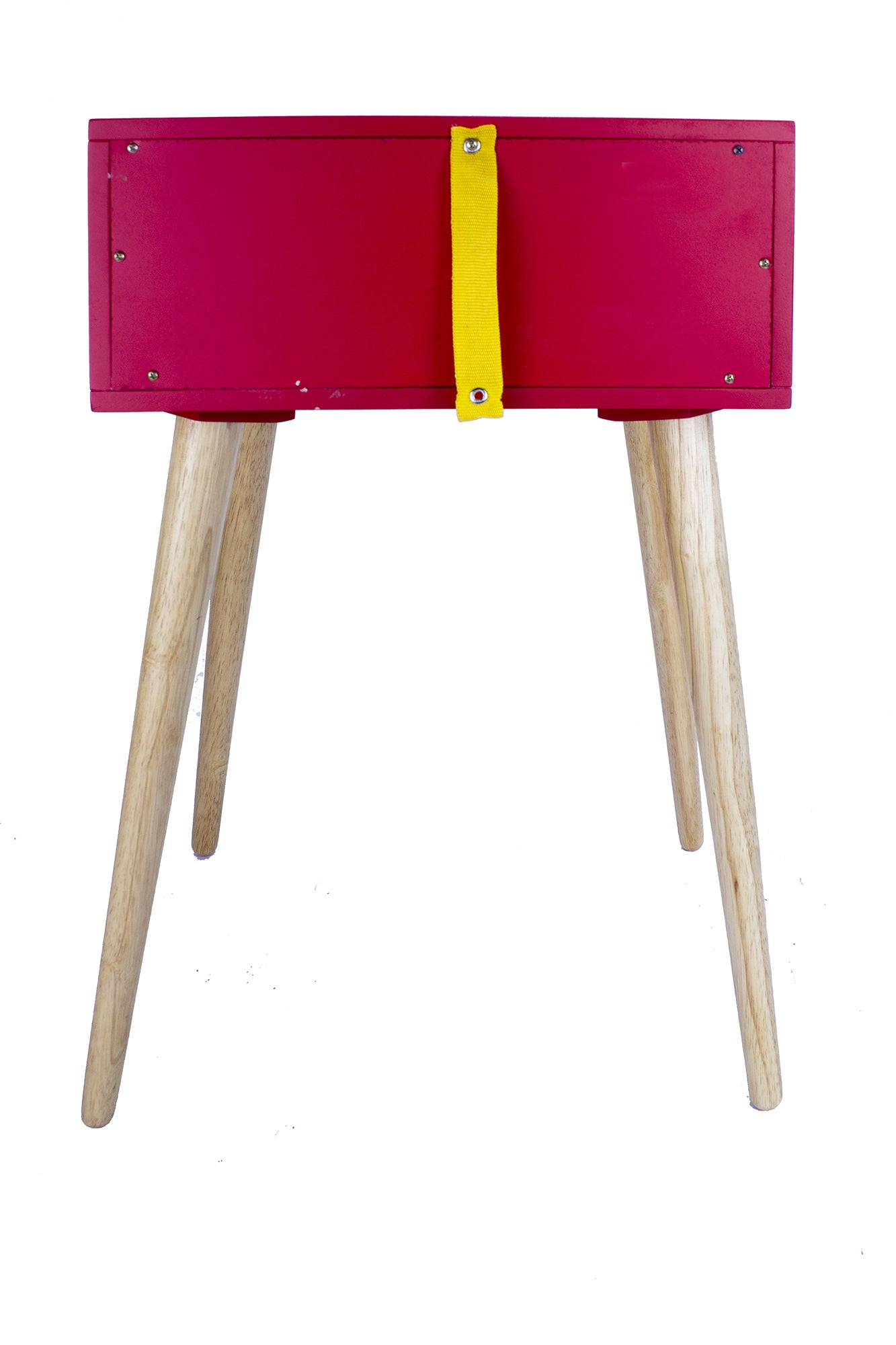 16" X 12" X 24" Red MDF  Wood End Table with  Drawer