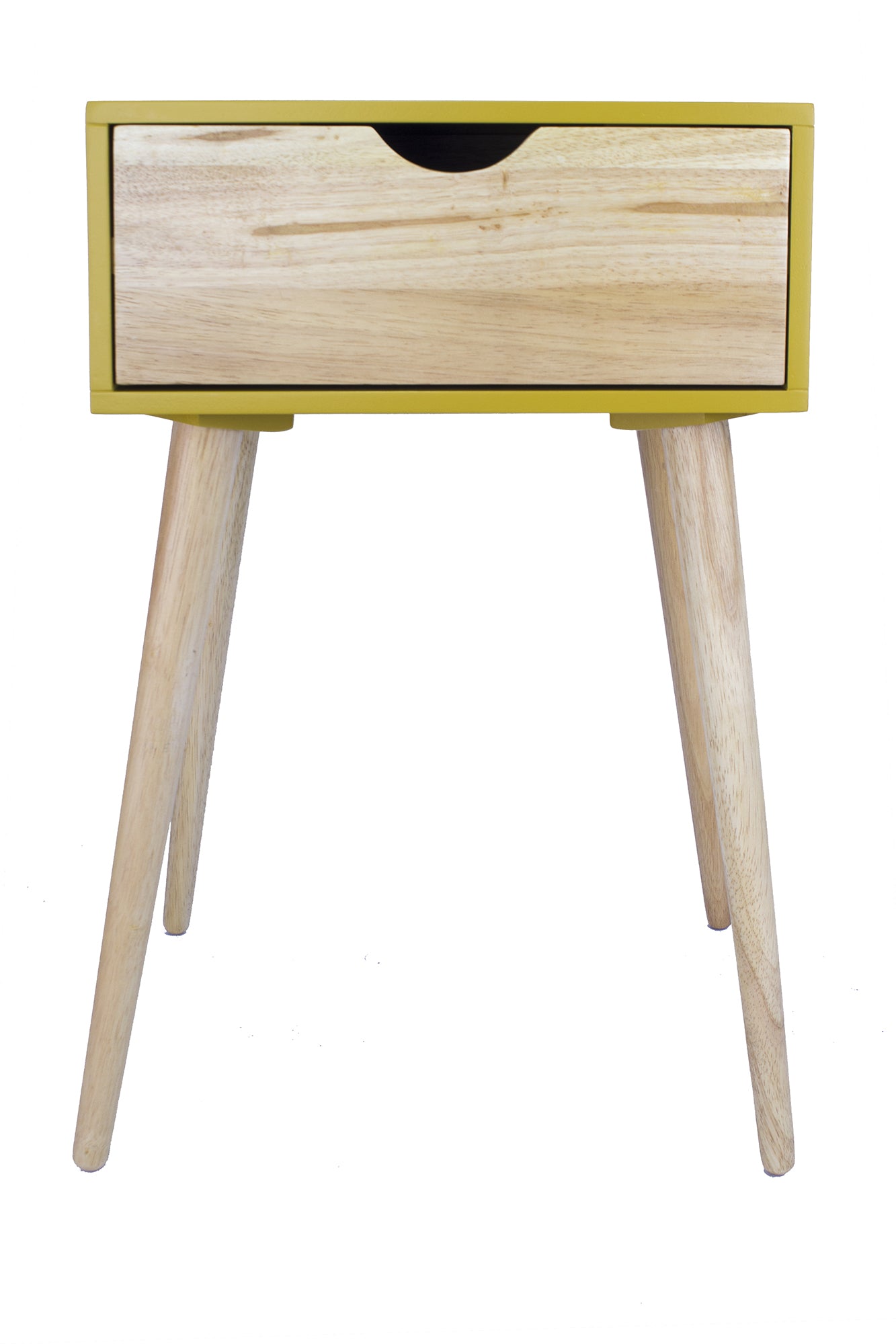16" X 12" X 24" Yellow MDF  Wood End Table with  Drawer