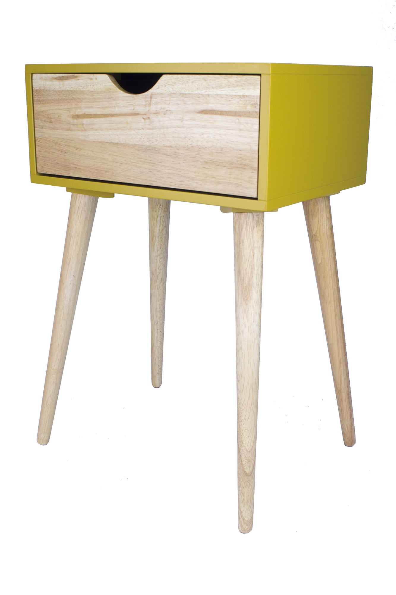16" X 12" X 24" Yellow MDF  Wood End Table with  Drawer