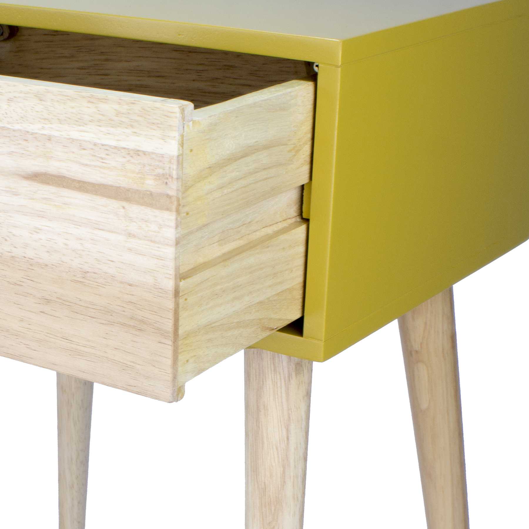 16" X 12" X 24" Yellow MDF  Wood End Table with  Drawer