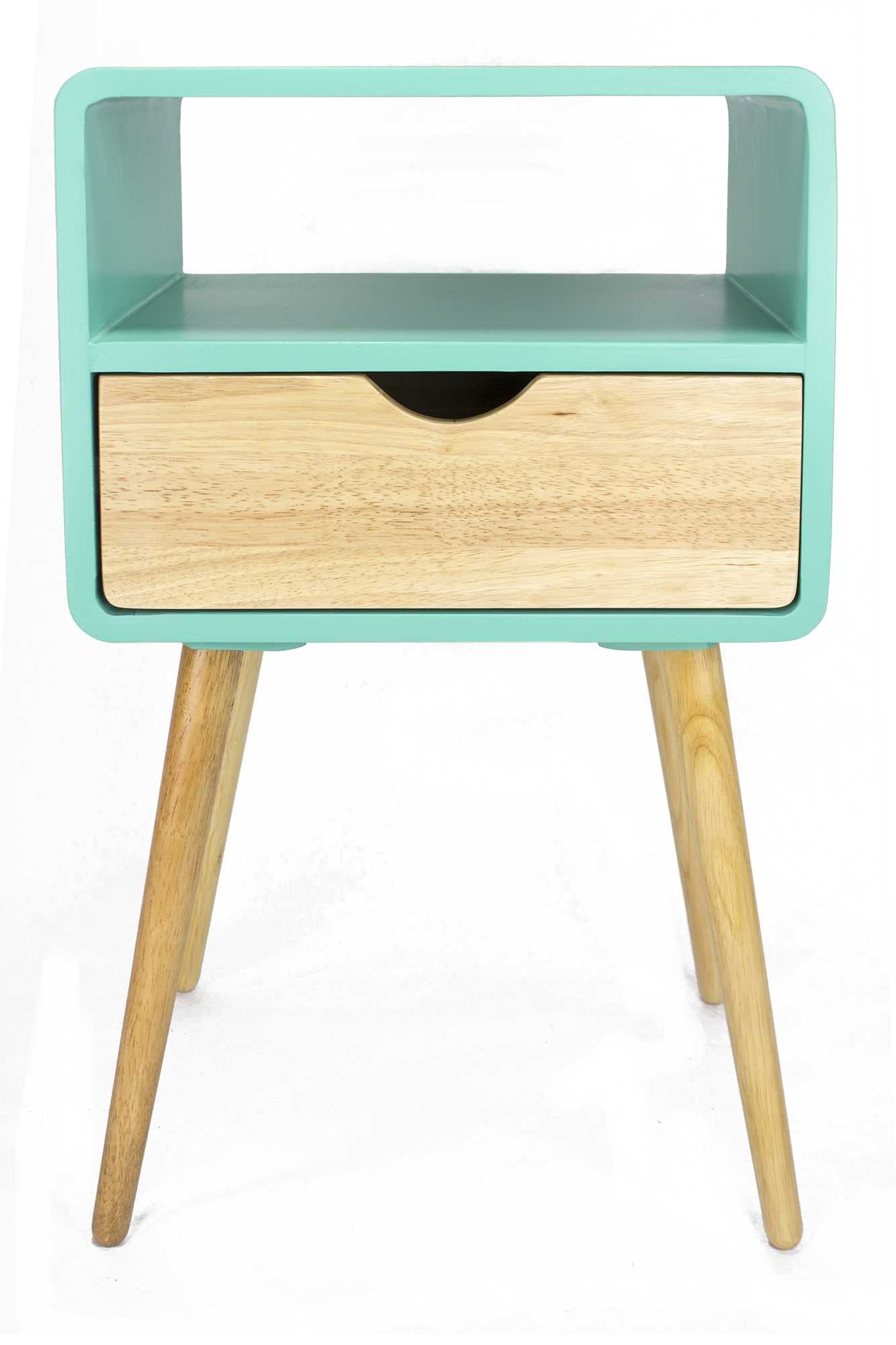 16" X 12" X 26" Aqua MDF  Wood End Table with  Drawer and  Shelf
