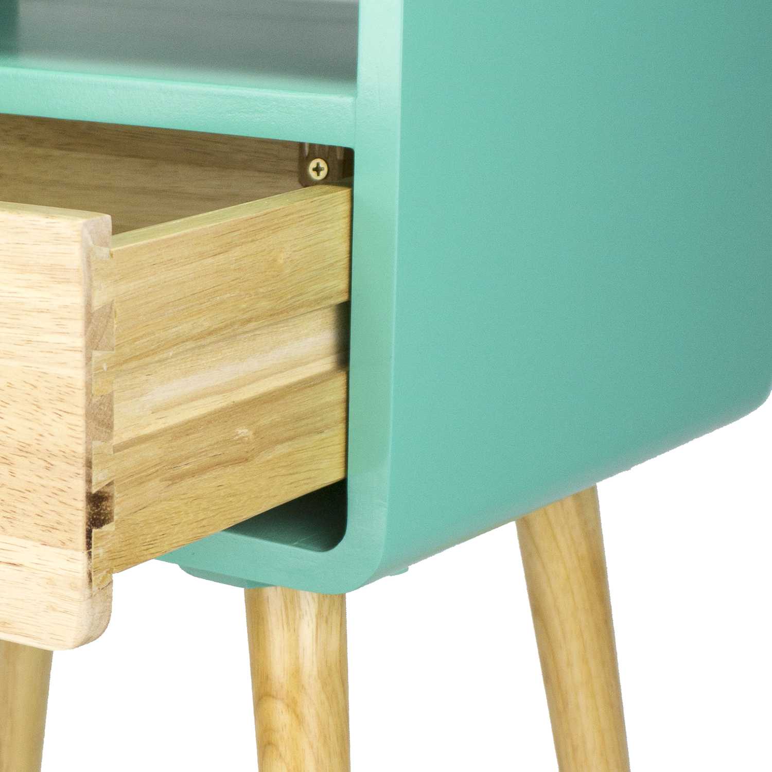 16" X 12" X 26" Aqua MDF  Wood End Table with  Drawer and  Shelf