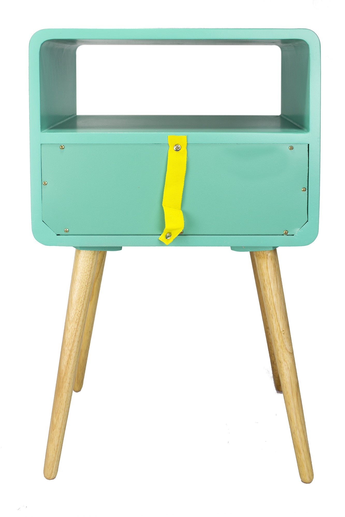 16" X 12" X 26" Aqua MDF  Wood End Table with  Drawer and  Shelf