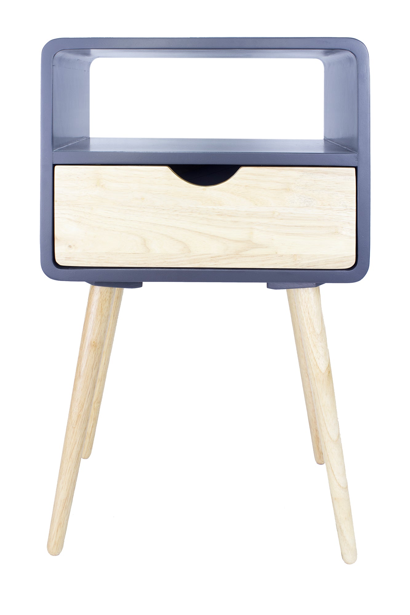 16" X 12" X 26" Graphite MDF  Wood End Table with  Drawer and  Shelf